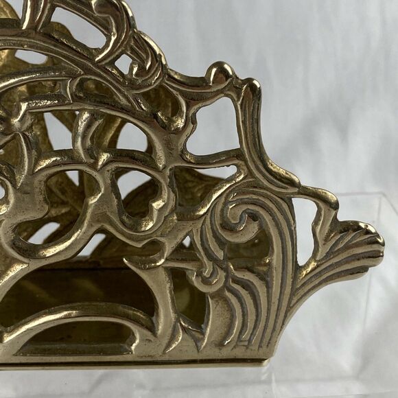 Vintage Brass Ornate Letter Envelope Napkin Holder Desk Organizer Art Nouveau - Picture 9 of 9
